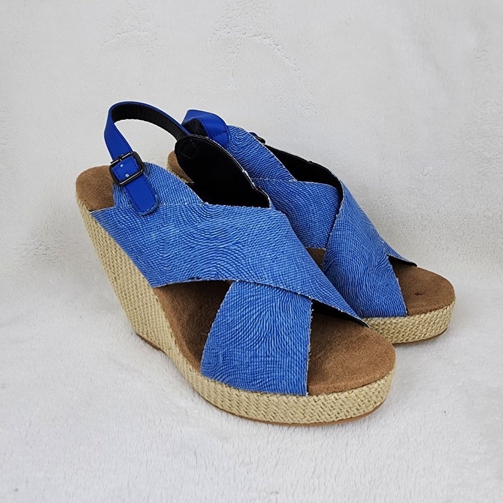 Dolce By Mojo Moxy Sunset Navy Denim Strappy Slingback Platform Sandals 9M Y2K